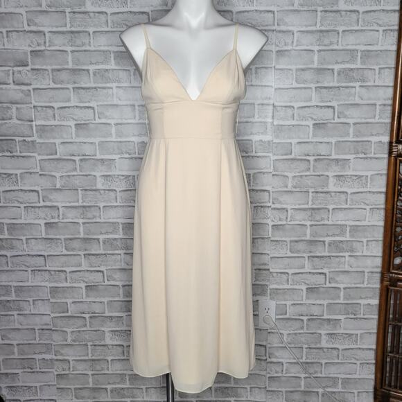 Fame and Partners Champagne Strappy Midi Dress, size 2 - Picture 1 of 5